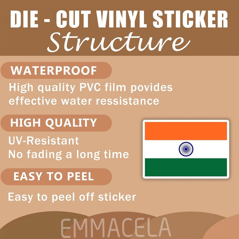 EMMACELA (3PCS) India Flag stickers, Countries Flag Stickers - Waterproof Vinyl Decals For Laptops, Tumblers, Water Bottles, Books, Scrapbooks, Size 3 x 2 Inch - Image 3